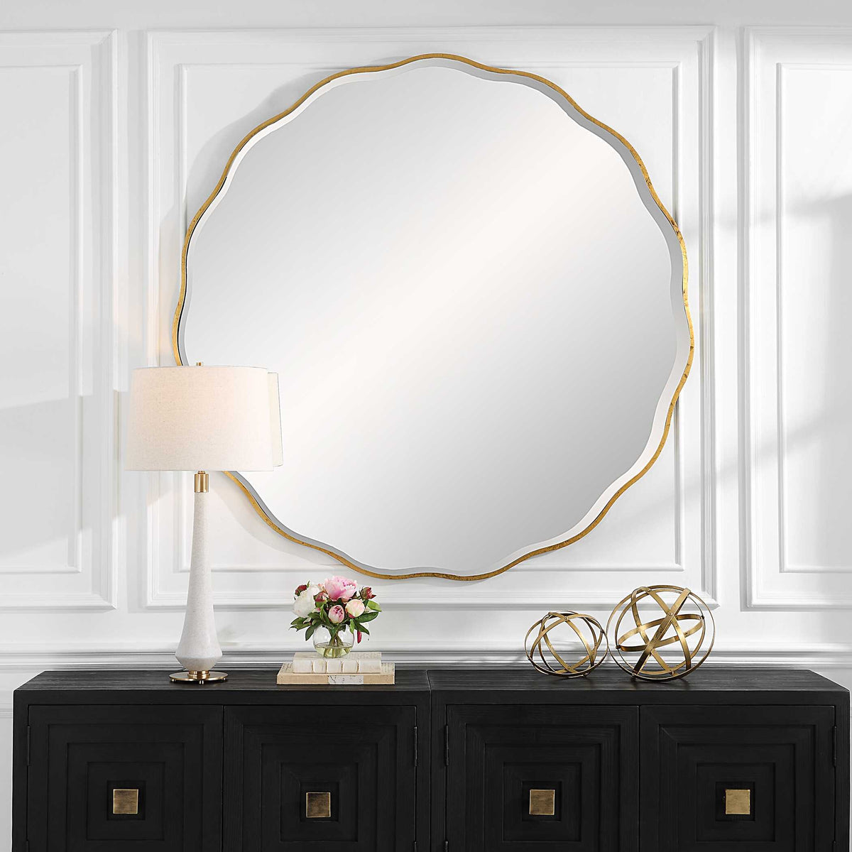 Aneta Large Round Mirror - Gold by Uttermost - View 5