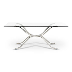 Modrest Adderley Modern Stainless Steel w/ Glass Top Dining Table