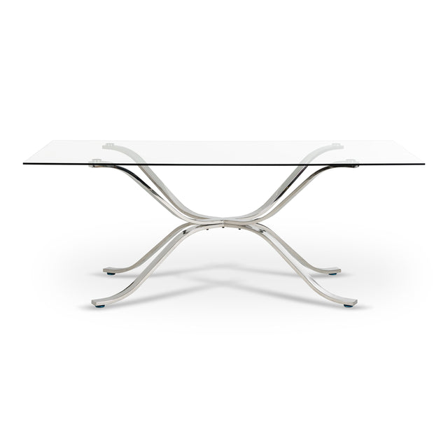 Modrest Adderley Modern Stainless Steel w/ Glass Top Dining Table