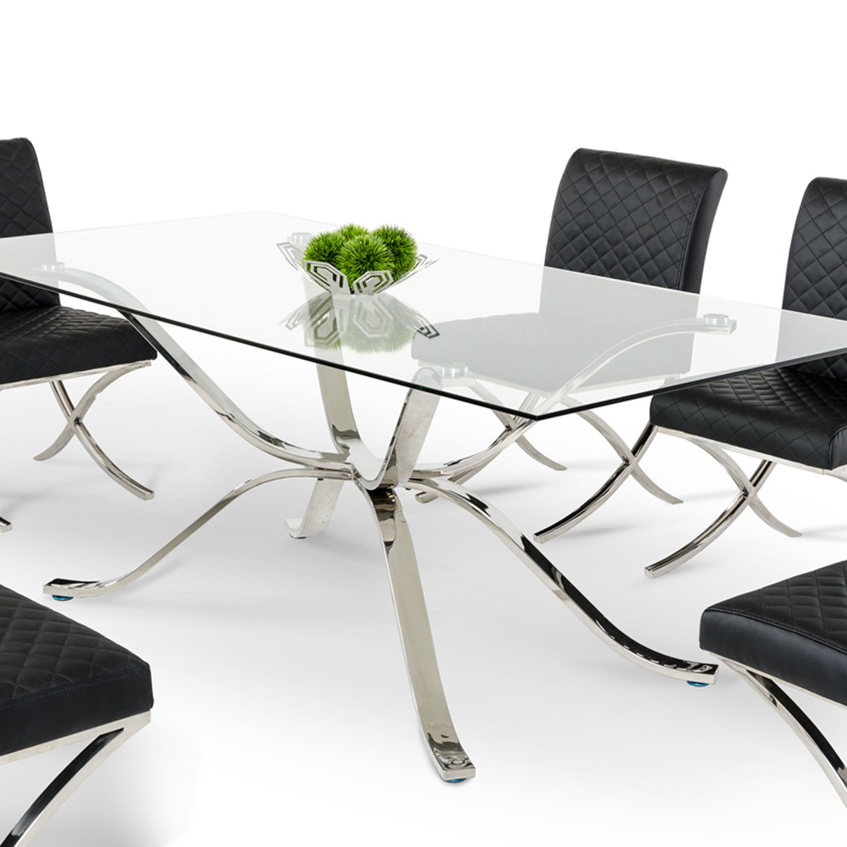 Modrest Adderley Modern Stainless Steel w/ Glass Top Dining Table