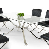 Modrest Adderley Modern Stainless Steel w/ Glass Top Dining Table