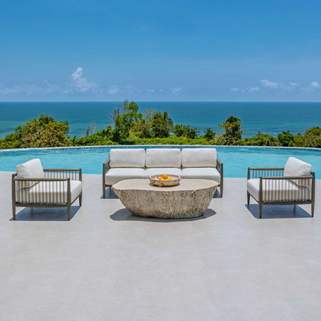 Borneo Outdoor Sofa Brown / Oyster White - White / Dark Brown by Uttermost - View 2