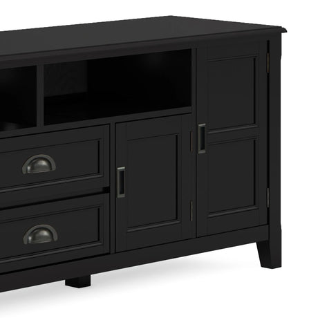 Burlington 72 inch Wide Solid Wood TV Stand in Black For TVs up to 80 inches - sold by Home Elegance USA