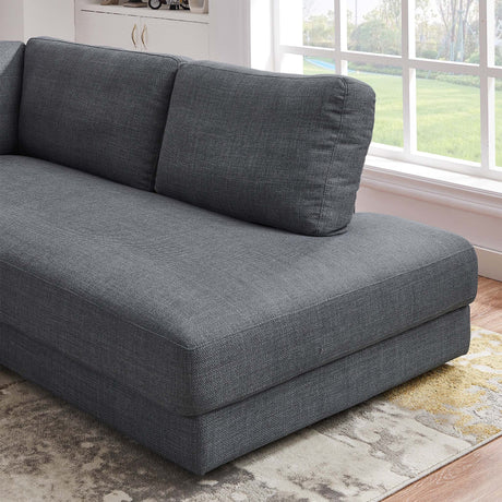 Glander Cozy Sectional Sofa Right Facing in Grey Linen with Solid Wood Frame and Fiber Legs, 89x108 inches - sold by Home Elegance USA