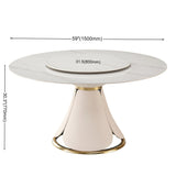 59.05"Modern Sintered stone dining table with 31.5" round turntable for 8 person with wood and metal exquisite pedestal - Home Elegance USA