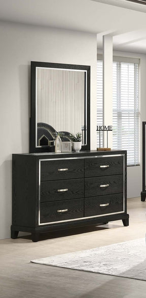 Contemporary Style 1pc Dresser Tapered Legs Chrome Handles Black Finish Bedroom Furniture