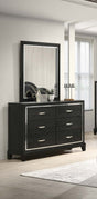 Contemporary Style 1pc Dresser Tapered Legs Chrome Handles Black Finish Bedroom Furniture