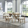 Darla 5Pc 70'W Rectangular Walnut Oak Geometric Cross Base Dining Set - sold by Home Elegance USA