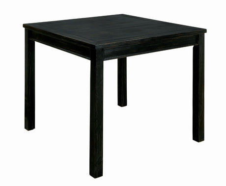 Rustic Style 5pc Counter Height Dining Table Set 1x Table 4x Chairs Fabric Chairs Bold Distressed Detail Nailhead Trim Antique Black Finish - sold by Home Elegance USA