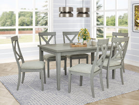 Beautiful 7Pc Dining Set Rectangular Dining Table Upholstered Chair Dining Room Set Wooden Gray - sold by Home Elegance USA