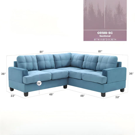 Glory Furniture Sandridge G518B-SC Sectional Sofa Aqua Blue Microfiber 80 Inch - sold by Home Elegance USA