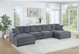 Contemporary Dark Gray 6pc Modular Sectional Set Corduroy Couch LAF & RAF Chairs 2x Armless Chairs 2x Ottomans Living Room Furniture - sold by Home Elegance USA