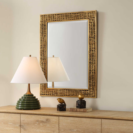 Woven In Time Time Mirror - Gold by Uttermost - View 3