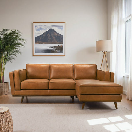 Chase Genuine Leather Sectional Sofa Right Facing Tan Full Leather 90.90' - sold by Home Elegance USA