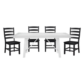 Modern Contemporary Black White 5pc Dining Set Table and 4 Side Chairs Set Wooden Kitchen Dining Furniture Casual Style - sold by Home Elegance USA