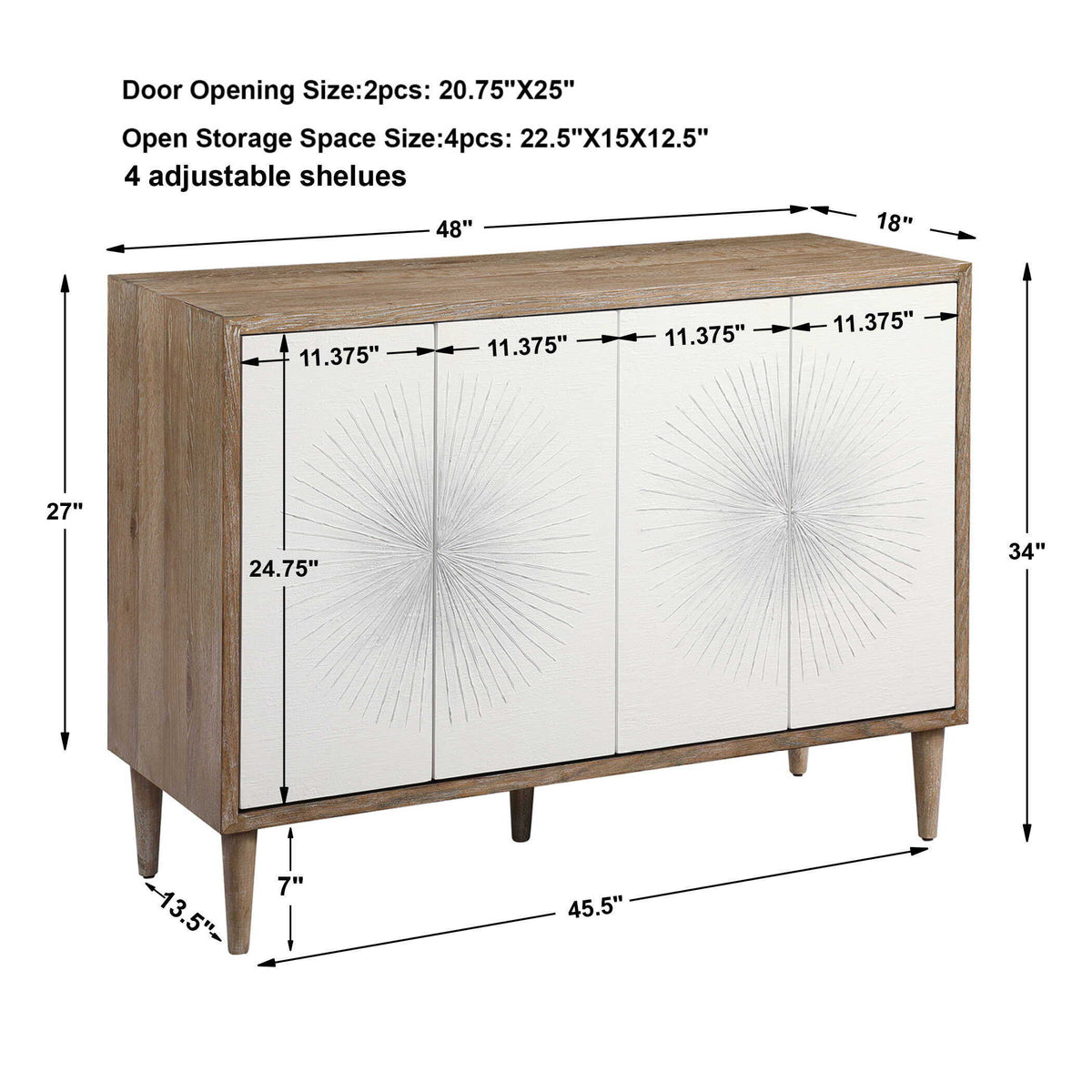 Dani 4 Door Cabinet - White / Light Brown by Uttermost - View 9