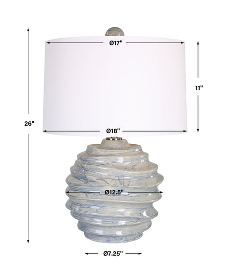 Waves Blue & White Accent Lamp by Uttermost - View 8