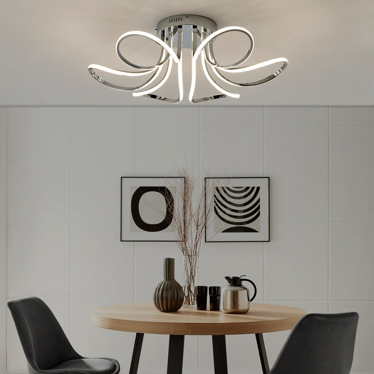 6  Petal Flower Dimmable LED Flush Mount Lamp // Chrome  | Finesse - Home Elegance USA