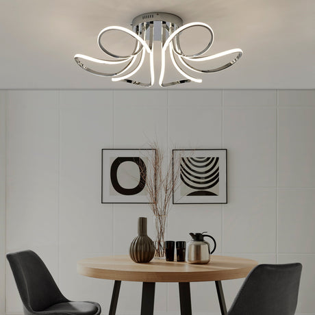 6  Petal Flower Dimmable LED Flush Mount Lamp // Chrome  | Finesse - Home Elegance USA