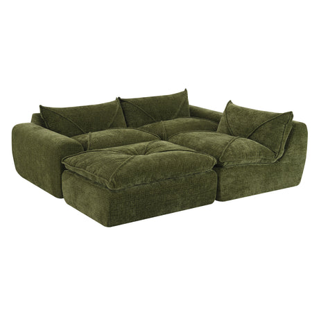 116'' Fully Compressed Sofa with High Density Foam, Integrated Backrest&Seat Cushion, Decorative Edging, Legless Design without Frame, No Assembly Required, Free Combination, Particle Chenille - sold by Home Elegance USA