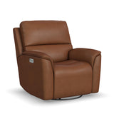 Henry Power Swivel Gliding Recliner With Power Headrest, Lumbar, Heat & Massage - Caramel | Flexsteel