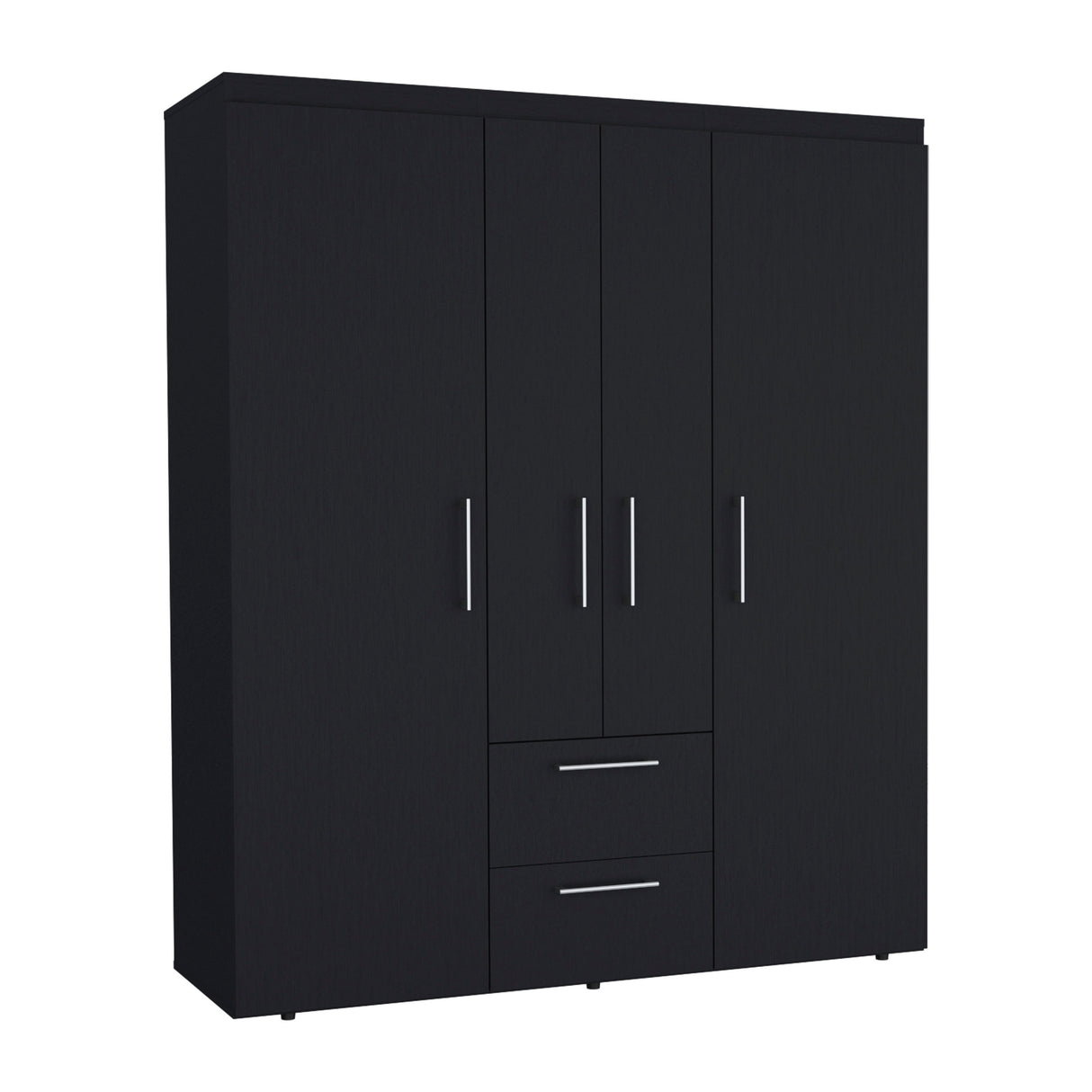 Wardrobe, Deluxe Armoire with Multiple Storage Options and Metal Accents, Black - sold by Home Elegance USA
