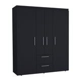 Wardrobe, Deluxe Armoire with Multiple Storage Options and Metal Accents, Black - sold by Home Elegance USA
