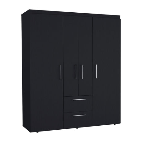 Wardrobe, Deluxe Armoire with Multiple Storage Options and Metal Accents, Black - sold by Home Elegance USA