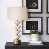 Hemisphere Travertine Table Lamp - Beige / Bronze by Uttermost - View 2