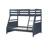 Bunk Bed Twin Over Full Navy Blue Finish Sturdy Wood Frame Guard Rails Youth Bedroom Furniture 1pc - sold by Home Elegance USA