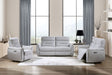 Eastre 3 Pieces Gray Chenille Power Motion Living Room Set w/USB Port