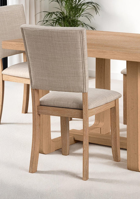 Transitional Style 5pc Dining Set Natural Finish Dining Table Trestle Base Table 4x Side Chairs Dining Room - sold by Home Elegance USA
