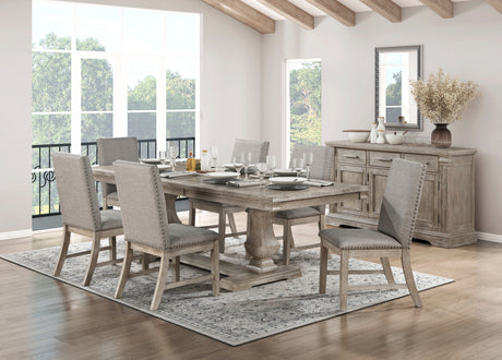 Traditional Style 5pc Dining Set Table with Extension Leaf and 4x Side Chairs Brownish Gray Finish Wooden Dining Kitchen Furniture - sold by Home Elegance USA