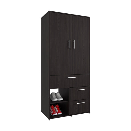 Armoire 70.90' H, 2 Doors, 3 Drawers, 2 Shelves, 6 Legs, Black Wengue - Bedroom - sold by Home Elegance USA