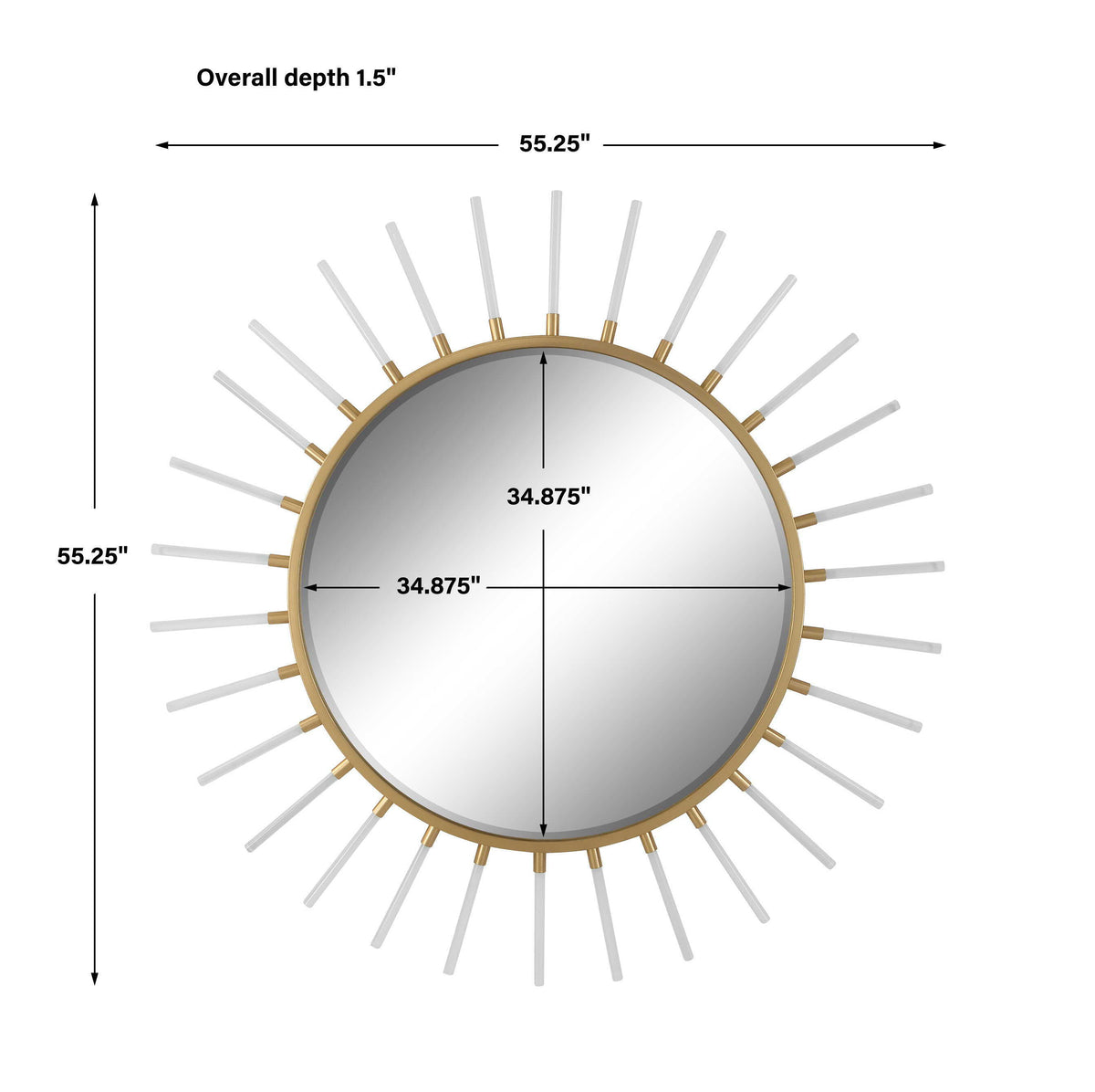 Oracle Round Starburst Mirror - Silver / Yellow by Uttermost - View 7