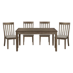 Country Casual Styling 5pc Dining Set Dining Table with Drawers and 4x Side Chairs Wire Brushed Brown Finish Wooden Furniture
