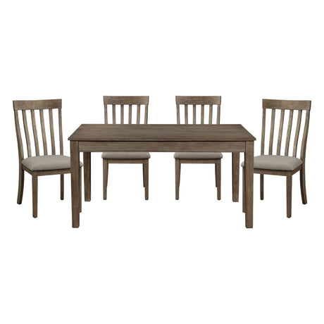 Country Casual Styling 5pc Dining Set Dining Table with Drawers and 4x Side Chairs Wire Brushed Brown Finish Wooden Furniture