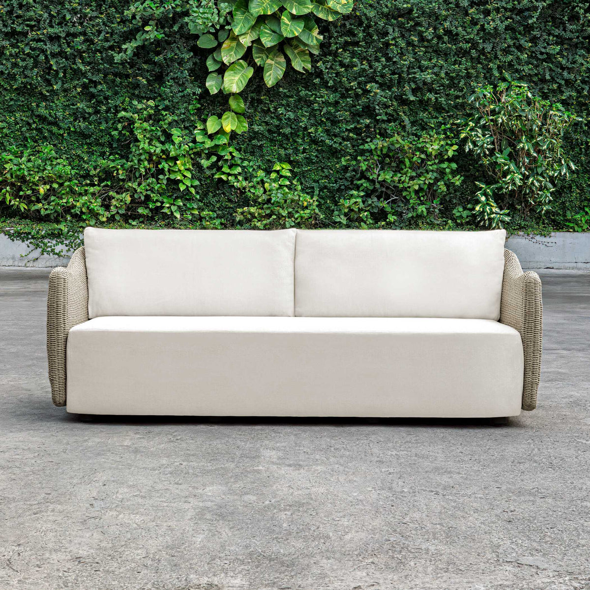 Sunset Wicker Outdoor Sofa Oatmeal / Oyster White - Light Brown / White by Uttermost - View 5