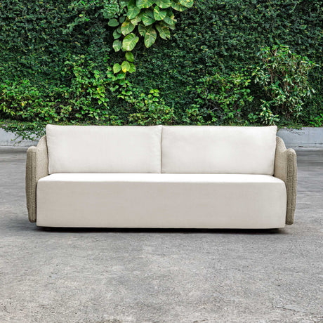 Sunset Wicker Outdoor Sofa Oatmeal / Oyster White - Light Brown / White by Uttermost - View 5