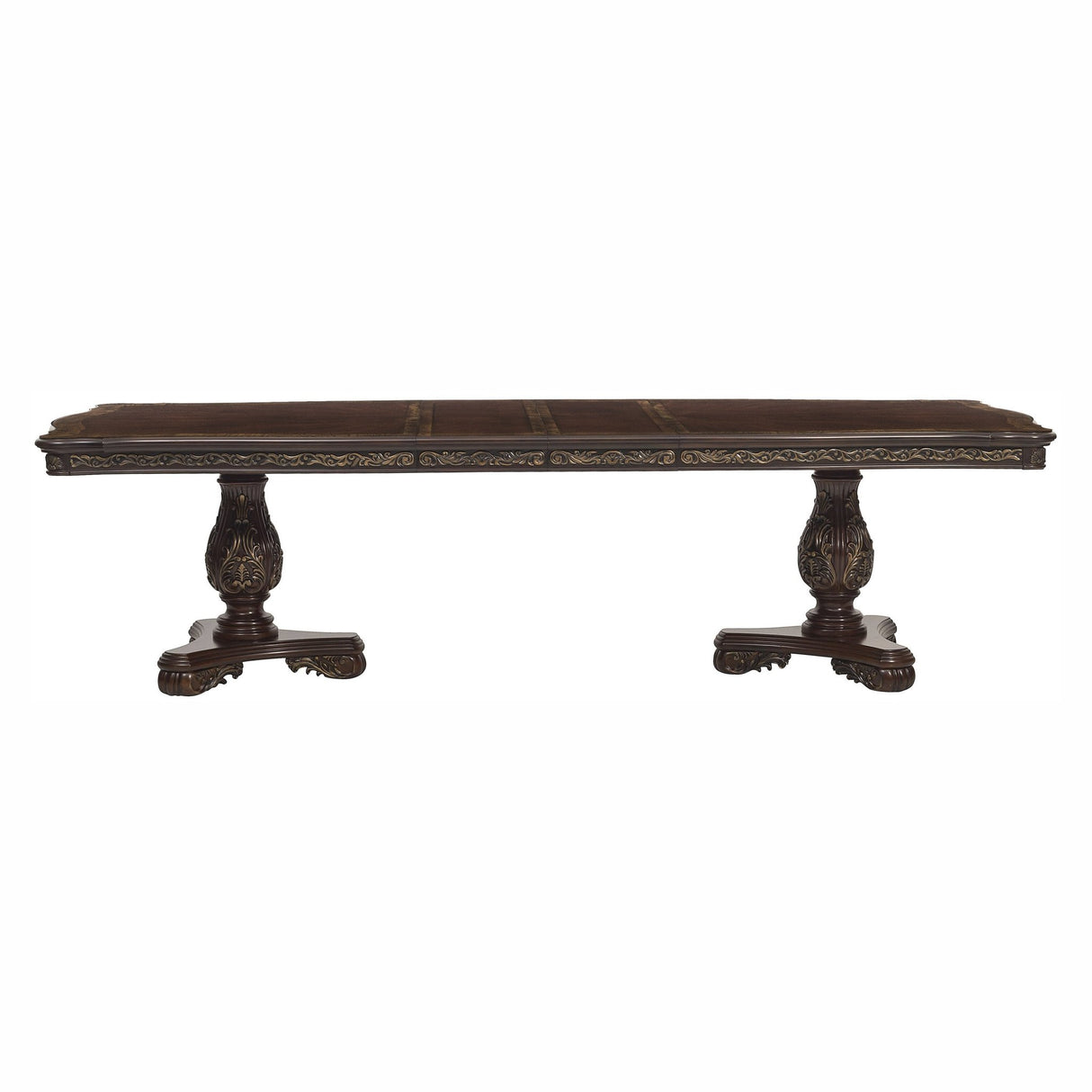 Beautiful Traditional Design 1pc Rectangular Dining Table with 2x Extension Leaf Cherry Finish with Gold Tipping | Home Elegance USA