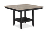 1pc Contemporary Transitional Counter Height Dining Table with 20-Inch Lazy Susan Light Gray Tow-Tone Finish Wooden Wood Veneers Solid Wood Dining Room Furniture