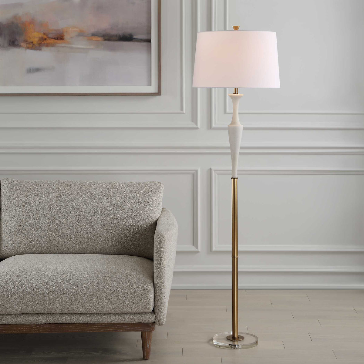 Colette White Stone Floor Lamp by Uttermost - View 2