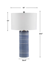 Montauk Striped Table Lamp - Blue / White by Uttermost - View 10