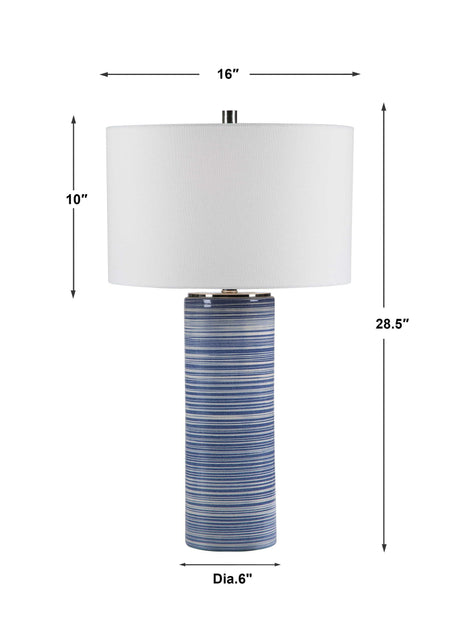 Montauk Striped Table Lamp - Blue / White by Uttermost - View 10