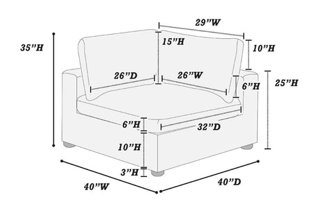 Dark Gray Color 6pc Modular Sectional Set Corduroy Upholstery Couch 3x Corner wedge 2x Armless Chairs 1x Ottoman Living Room Furniture - sold by Home Elegance USA
