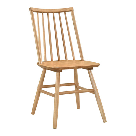 Natural Oak Finish Casual Dining 7pc Set Table and 6 Side Chairs Curved Backrest Windsor Wooden Dining Kitchen Furniture - sold by Home Elegance USA