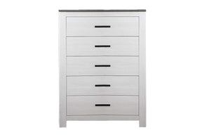 Modern Style 1pc Chest Two Tone Design Sleek Handles Bar Handles White Finish Bedroom Furniture