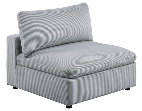 Dark Gray Color 6pc Modular Sectional Set Corduroy Upholstery Couch 3x Corner wedge 2x Armless Chairs 1x Ottoman Living Room Furniture - sold by Home Elegance USA