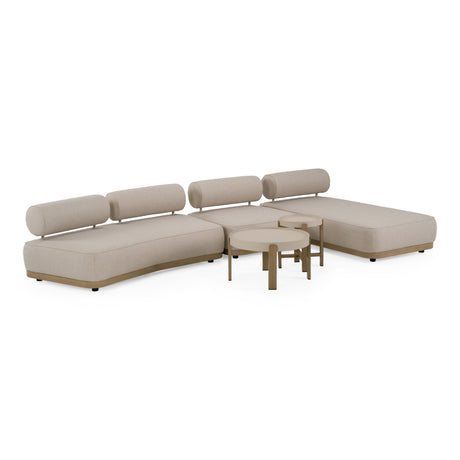 Alicante - Outdoor Grey Fabric + Latte 5-Piece Sofa Set - View Image 1