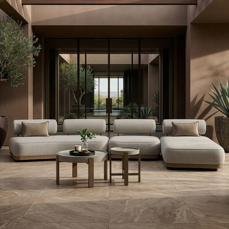 Alicante - Outdoor Grey Fabric + Latte 5-Piece Sofa Set - View Image 1
